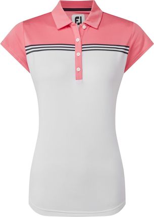 Damska koszulka golfowa Footjoy Engineered Colour Block Lisle Ladies Polo white/bright coral