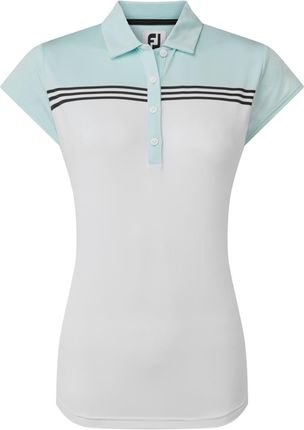 Damska koszulka golfowa Footjoy Engineered Colour Block Lisle Ladies Polo white/sky
