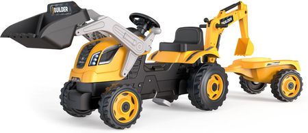 Smoby Traktor Builder Max Z Łyżką Koparką I Przyczepą Żółty 710304