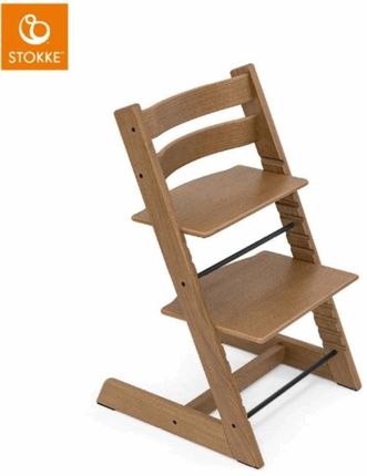 Stokke Tripp Trapp + zestaw Baby Set + tacka - rosnące krzesełko do karmienia z akcesoriami-Oak Brown  (drewno dębowe)-Black