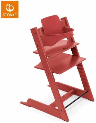 Stokke Tripp Trapp + zestaw Baby Set + tacka - rosnące krzesełko do karmienia z akcesoriami-Warm Red-Black
