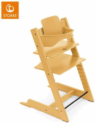 Stokke Tripp Trapp + zestaw Baby Set + tacka - rosnące krzesełko do karmienia z akcesoriami-Sunflower Yellow-Black