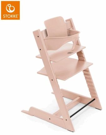 Stokke Tripp Trapp + zestaw Baby Set + tacka - rosnące krzesełko do karmienia z akcesoriami-Serene Pink-Black