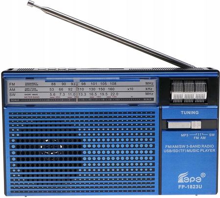 Radio PRZENOŚNE Akumulator Kuchenne MP3 USB 2380 niebieskie