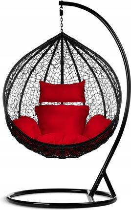 Sofotel Fotel Ogrodowy Wiszący Hawana Czarny + Czerwone Poduszki