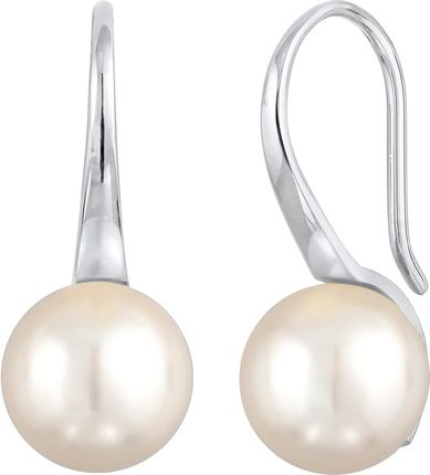 Nenalina Kolczyki damskie klasyczne eleganckie z syntetyczną perłą w srebrze 925 Sterling Silver Damski