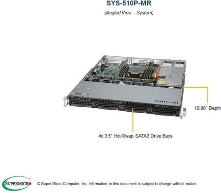 Supermicro Serwer Barebone Up Superserver Sys-510P-Mr (SYS510PMR)
