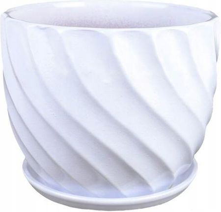 Doniczka ceramiczna z podstawką biała 18 cm