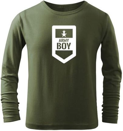 DRAGOWA dziecięca koszulka z długim rękawem Army boy, oliwkowa - Rozmiar:6Lat/122cm