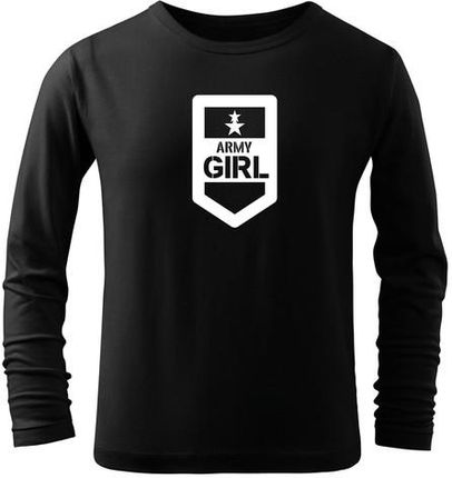 DRAGOWA dziecięca koszulka z długim rękawem Army girl, czarna - Rozmiar:4Lata/110cm