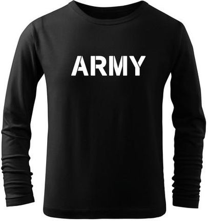 DRAGOWA dziecięca koszulka z długim rękawem Army, czarna - Rozmiar:10lat/146cm