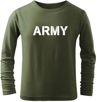 DRAGOWA dziecięca koszulka z długim rękawem Army, oliwkowa - Rozmiar:12Lat/158cm
