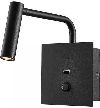 V-Tac 3W Led Hotel Side Light (Wall Lamp) With Switch&Usb Port 3000K-Black (Sku211487)