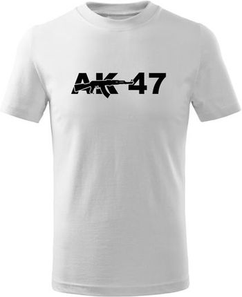 DRAGOWA koszulka dziecięca AK47 krótki rękaw , biała - Rozmiar:8Lat/134cm