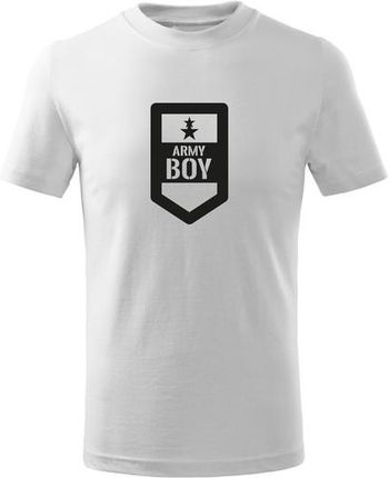 DRAGOWA koszulka dziecięca Army boy krótki rękaw , biała - Rozmiar:4Lata/110cm
