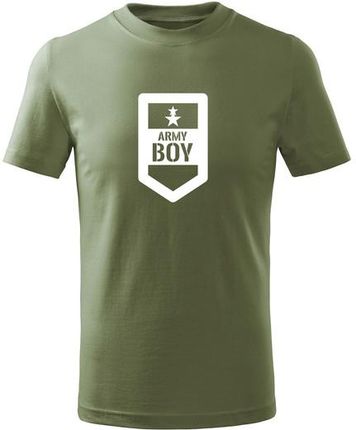 DRAGOWA koszulka dziecięca Army boy krótki rękaw , oliwkowa - Rozmiar:6Lat/122cm