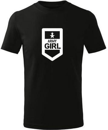 DRAGOWA koszulka dziecięca Army girl krótki rękaw , czarna - Rozmiar:12Lat/158cm