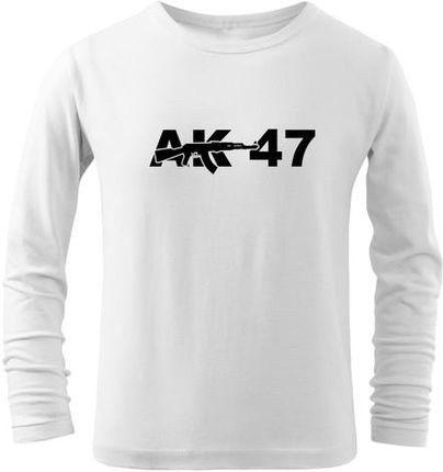 DRAGOWA dziecięca koszulka z długim rękawem AK47, biała - Rozmiar:12Lat/158cm