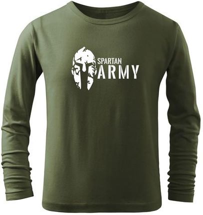 DRAGOWA dziecięca koszulka z długim rękawem Spartan army, oliwkowa - Rozmiar:12Lat/158cm