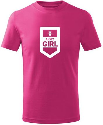 DRAGOWA koszulka dziecięca Army girl krótki rękaw , różowa - Rozmiar:6Lat/122cm