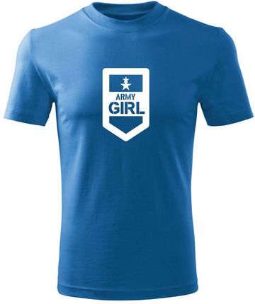 DRAGOWA koszulka dziecięca Army girl krótki rękaw , niebieska - Rozmiar:8Lat/134cm