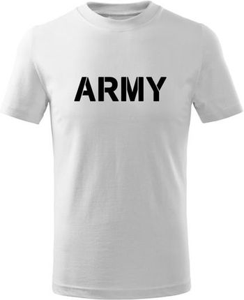 DRAGOWA koszulka dziecięca Army krótki rękaw , biała - Rozmiar:6Lat/122cm