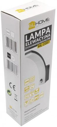 Lampa Elewacyjna Led Z Czujnikiem Ruchu El Home Ml 21B7 Czarna Zewnętrzna, Czujniki Zmierzchowy I Pir, 20W Ip65, 140° - zdjęcie 3