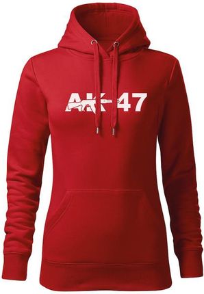 DRAGOWA bluza z kapturem damska AK 47, czerwona 320g/m2 - Rozmiar:XL