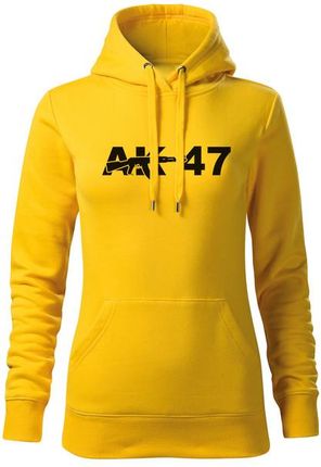 DRAGOWA bluza z kapturem damska AK 47, żółta 320g/m2 - Rozmiar:XS