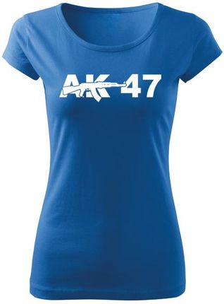 DRAGOWA krótka koszulka damska AK47, niebieska 150g/m2 - Rozmiar:XL