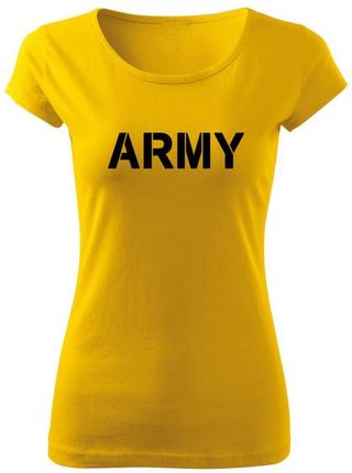 DRAGOWA krótka koszulka damska army, żółta 150g/m2 - Rozmiar:M