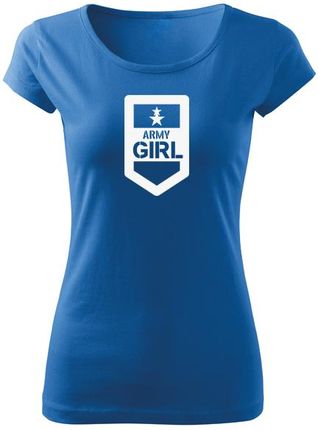 DRAGOWA krótka koszulka damska army girl, niebieska 150g/m2 - Rozmiar:XL