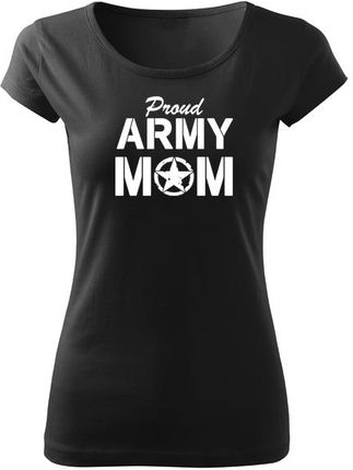 DRAGOWA krótka koszulka damska army mom, czarna 150g/m2 - Rozmiar:3XL