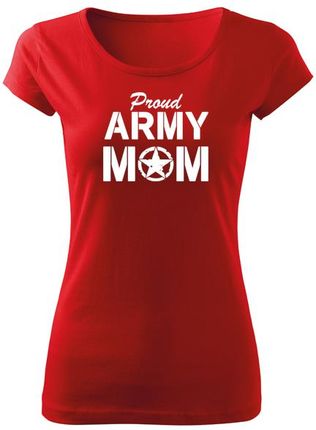 DRAGOWA krótka koszulka damska army mom, czerwona 150g/m2 - Rozmiar:3XL