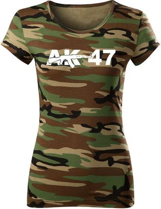 DRAGOWA krótka koszulka damska AK47, kamuflażowa 150g/m2 - Rozmiar:XXL
