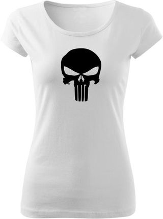 DRAGOWA krótka koszulka damska punisher, biała 150g/m2 - Rozmiar:3XL