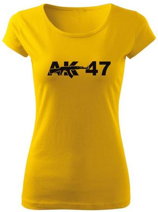 DRAGOWA krótka koszulka damska AK47, żółta 150g/m2 - Rozmiar:L
