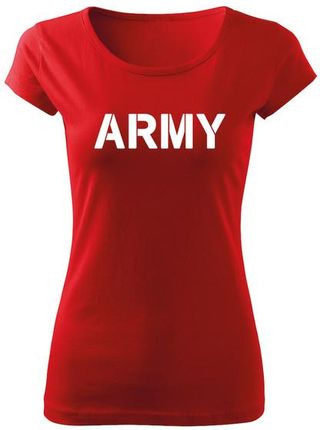 DRAGOWA krótka koszulka damska army, czerwona 150g/m2 - Rozmiar:S