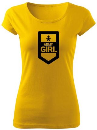 DRAGOWA krótka koszulka damska army girl, żółta 150g/m2 - Rozmiar:XL