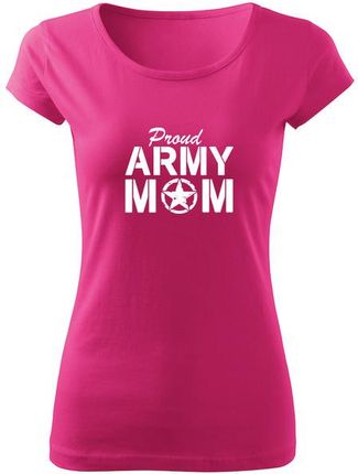 DRAGOWA krótka koszulka damska army mom, różowa 150g/m2 - Rozmiar:S