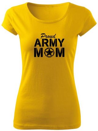 DRAGOWA krótka koszulka damska army mom, żółta 150g/m2 - Rozmiar:S