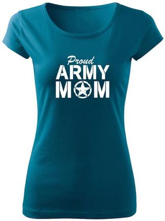 DRAGOWA krótka koszulka damska army mom, petrol blue 150g/m2 - Rozmiar:S