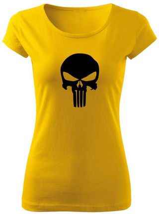DRAGOWA krótka koszulka damska punisher, żółta 150g/m2 - Rozmiar:XL