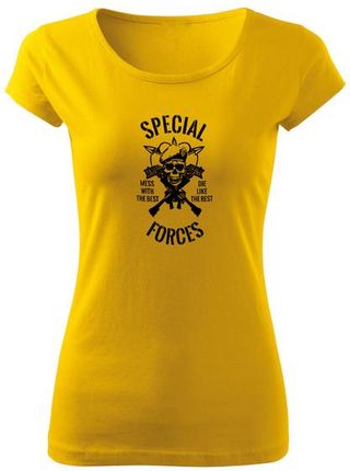 DRAGOWA krótka koszulka damska special forces, żółta 150g/m2 - Rozmiar:M