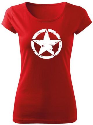 DRAGOWA krótka koszulka damska star, czerwona 150g/m2 - Rozmiar:XS