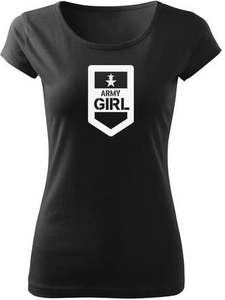 DRAGOWA krótka koszulka damska army girl, czarna 150g/m2 - Rozmiar:XXL