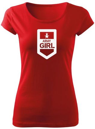 DRAGOWA krótka koszulka damska army girl, czerwona 150g/m2 - Rozmiar:XXL