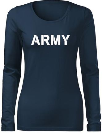 DRAGOWA koszulka damska z długim rękawem army, ciemno niebieska 160g/m2 - Rozmiar:XXL