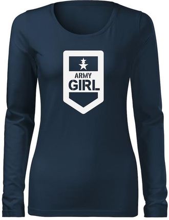 DRAGOWA koszulka damska z długim rękawem army girl, ciemno niebieska 160g/m2 - Rozmiar:M