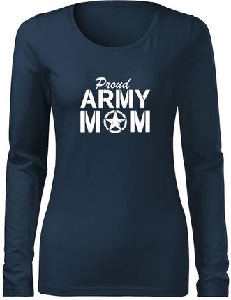 DRAGOWA koszulka damska z długim rękawem army mom, ciemno niebieska 160g/m2 - Rozmiar:M